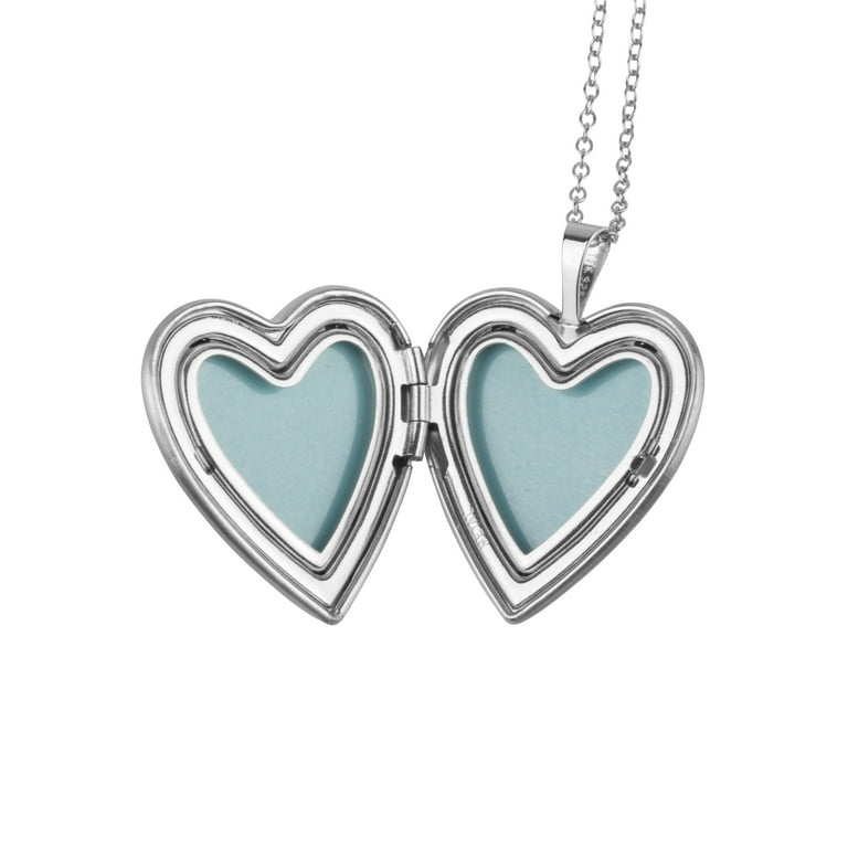 Sterling Silver Double Butterfly Heart Shape Locket Pendant