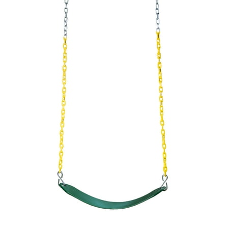 Gorilla Playsets Deluxe Swing Belt, Green with Yellow Chain