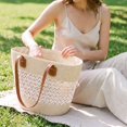 thumbnail image 5 of BadPiggies Women's Straw Shoulder Bag Large Rattan Woven Totes Handmade Summer Beach Handbag Top Handle Purse - White, 5 of 10