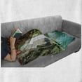 thumbnail image 6 of Waterfall Soft Flannel Fleece Throw Blanket, Nature Single River in Corner of the Deep Forest Fair Fall Oak Trees, Cozy Plush for Indoor and Outdoor Use, 50" x 60", Red and Blue, by Ambesonne, 6 of 6