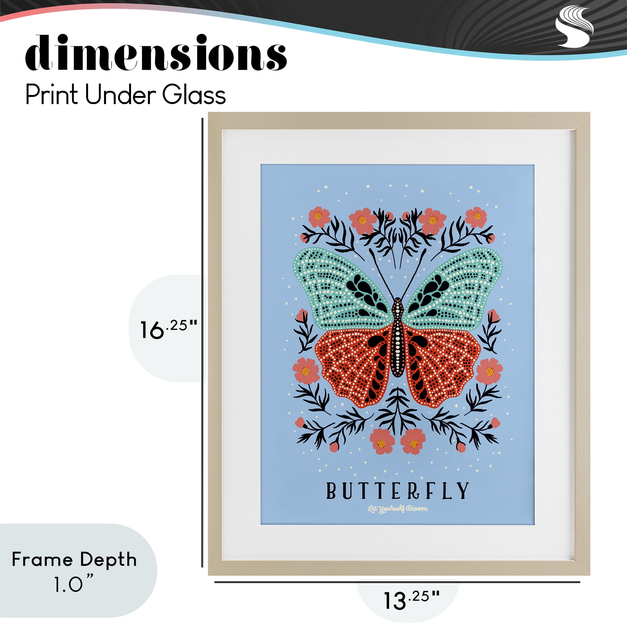Stupell Industries Butterfly Symmetry on Blue Birch Framed Print Under Glass, design by Indira Prieto | IndySign