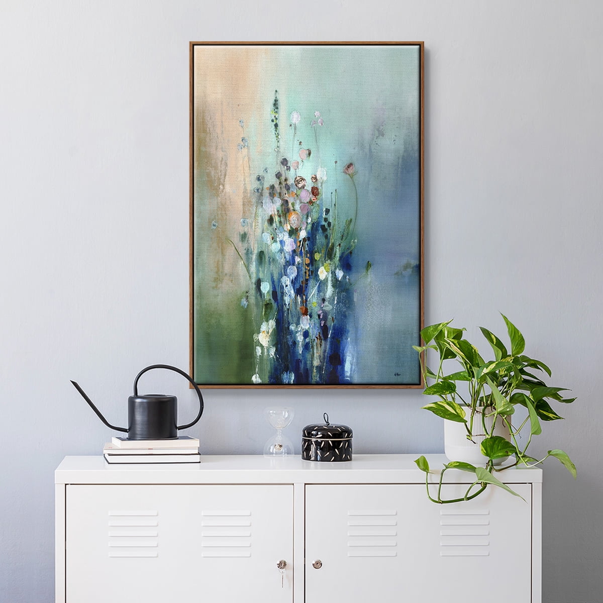 Current Air II Framed Premium Gallery Wrapped Canvas - Ready to Hang - 17 x 25 - Walnut Floating Frame