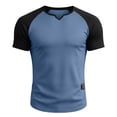 thumbnail image 5 of DagobertNiko Mens T-Shirts V-Neck Color Block Slim Fitted Breathable Quick Dry High Elastic Sports Summer Top for Gym, 5 of 6