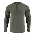 thumbnail image 4 of Men's Corduroy Tops Crew Neck Button Up Henley Neck Solid Color Long Sleeve Base Pullover Fashion Fall Casual Shirt (XL, Army Green), 4 of 7