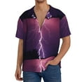 thumbnail image 3 of Disketp Men's Hawaiian Thunderstorm Violet Purple Print Shirts Button Down Holiday Beach Shirts-Small, 3 of 7