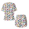 thumbnail image 6 of Wukai Colorful Numbers Women's Pajama Set,Short-Sleeve Top and Shorts with Elastic Waistband and Pockets for Loungewear, Yoga, and Casual Wear-XX-Large, 6 of 8