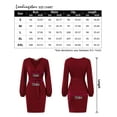 thumbnail image 4 of HA-EMORE Surplice Neck Long Sleeve Casual Winter Party Wedding Guest Thanksgiving Day Bodycon Pencil Mini Dress for Women, 4 of 9