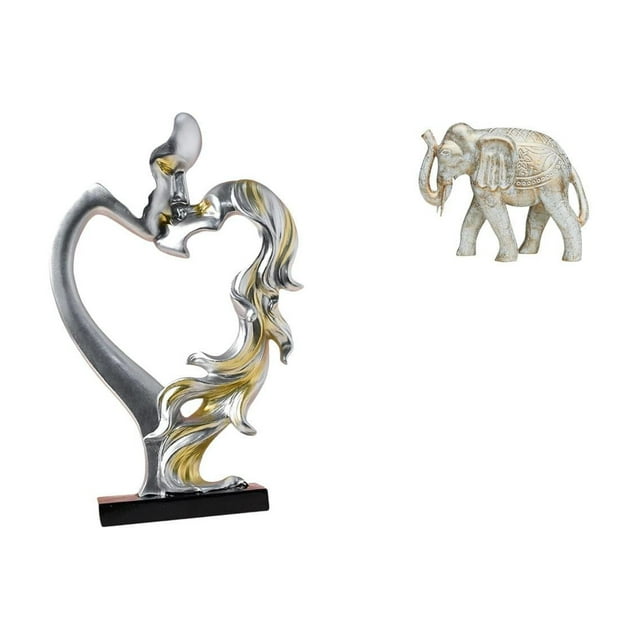Figura Romántica De Pareja De Elefantes, Estatua De Madera Tallada A Mano, Adorno Coleccionable Para Dormitorio, Boda, Estantería, Armario, Decoración Del Hogar.