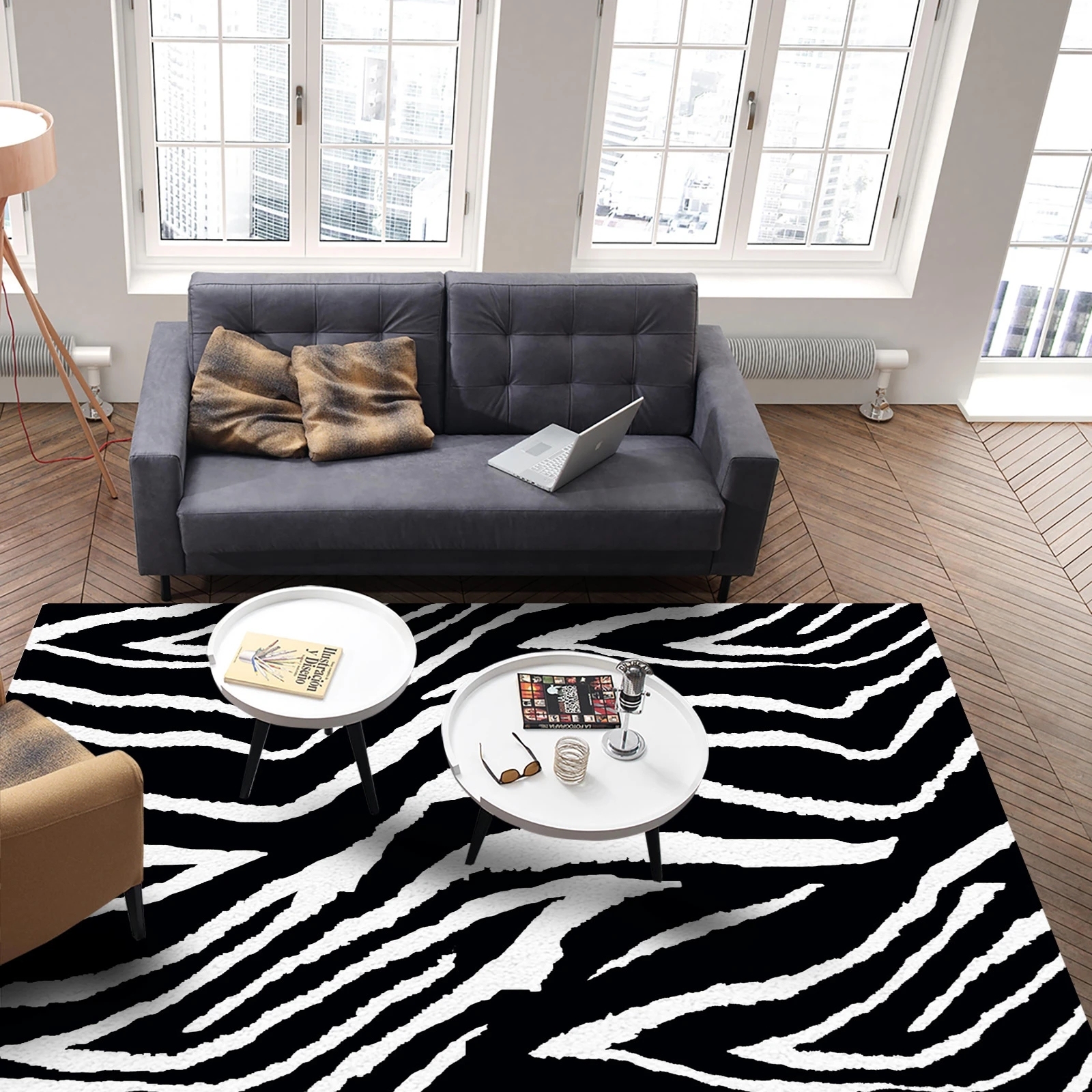 Zebra Animal Print Black And White Area Rug For Living Room Kids Bedroom Bedside Rugs Soft Carpets Home Sofa Table Decor Mat 4' x 5' - image 1 of 6