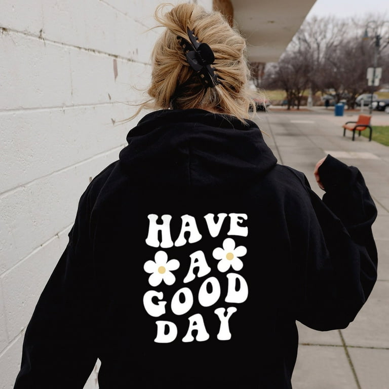 Women Fashion Slogan Graphic Print Hoodie Long Sleeve Hooded Sweatshirt Top Pullover Slogan Graphic Drop Shoulder Drawstring Hoodie Zipper Hoodies Women Full Zip Hoodies for Women Huge Hoodies Women W...