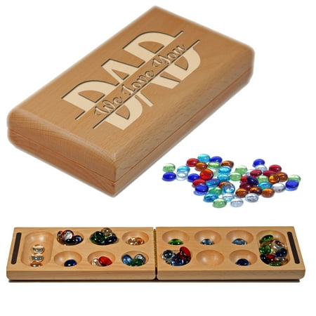 WE Games Folding Mancala - Solid Wood Board & Glass Stones
