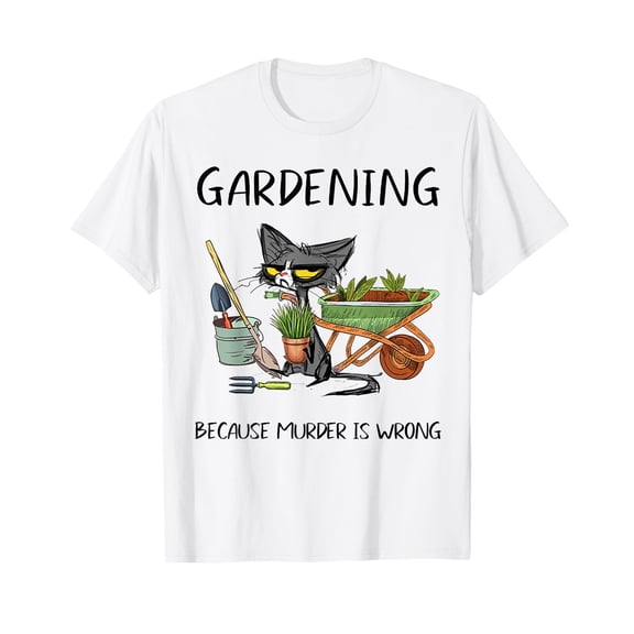 Funny Grumpy Cat Gardening T-Shirt for Plant Lovers and Cat Enthusiasts