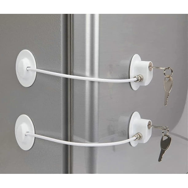 2 Pack Refrigerator Lock With 4 Keys, Refrigerator Lock Dorm Freezer Door Lock And Child Safety Cabinet Lock With Strong Adhesive