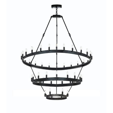 Castille 3 Lights - Vintage Barn Metal Castile Three Tier Chandelier Industrial Loft Rustic Lighting W 38 H 65