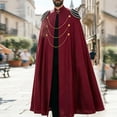 thumbnail image 4 of Men's Gothic Vampire Cape with Epaulettes and Chains Medieval Renaissance Military Cloak Aristocrat Cosplay Costume for Halloween Dress Up Themed Party, 4 of 7