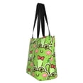 thumbnail image 4 of Easygdp Cute Green Frog Stylish Canvas Handbag Shoulder Tote Bag, Shopping Bag with Zip, Suitable for Buying Groceries, Office, Fitness, 4 of 9