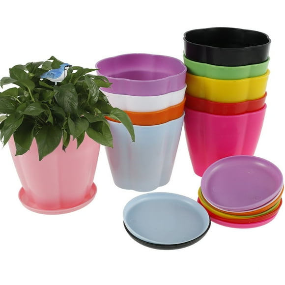 Garden Plant Flower Seedlings Nursery Pots Saucer Tray Planter Colorful Home Decor