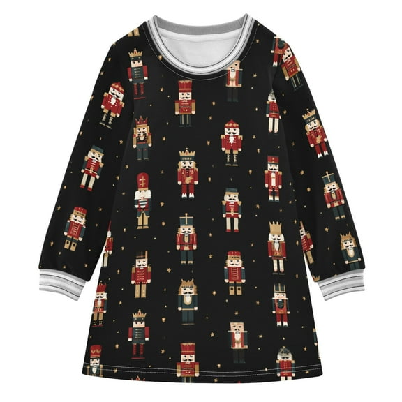 long-sleeved dress Little Nutcracker A-line dress with ribbed cuffs Soft and comfortable
