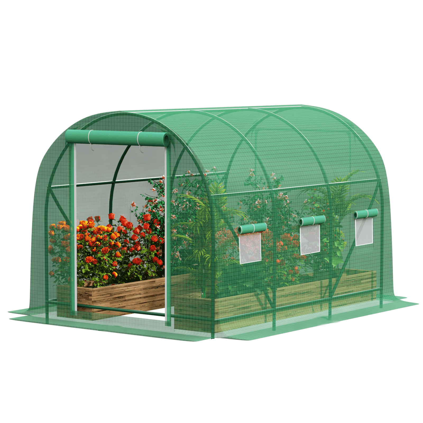 Gaildon Walk-in Greenhouse 10x7x7 FT Upgraded Green House with Dual Zippered Screen Doors &amp; 6 Screen Windows Heavy Duty Plastic Plant Warm House with Reinforced Frame