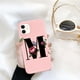 thumbnail image 1 of Funda de teléfono de silicona con letra inicial de Ottwn para iPhone 11 Pro 12 Pro Max X XR XS Max 7 8 Plus, funda trasera de TPU suave con flor rosa Retro Tan Jianjun unisex, 1 of 2