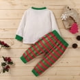 thumbnail image 4 of VERUGU Toddler Fall Outfits Toddler Kids Boy Girl Letter Santa Striped Print T-Shirt Pants Outfits Set, 4 of 8