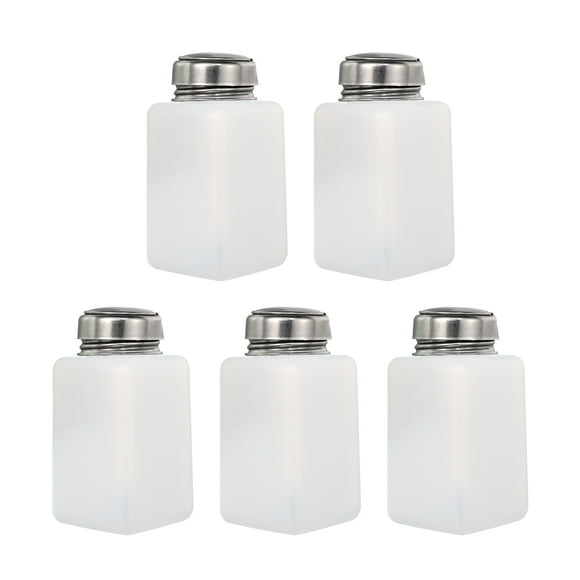Botella dispensadora de alcohol de 5 piezas de 6 oz/180 ml, contenedor vacío, blanco