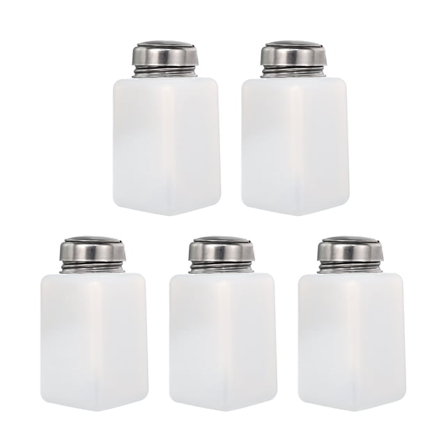 Botella dispensadora de alcohol de 5 piezas de 6 oz/180 ml, contenedor vacío, blanco