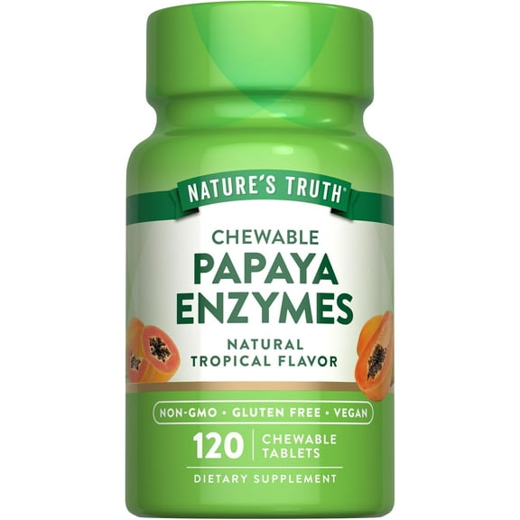 Papaya Enzyme Chewables | 120 Tablets | Tropical Flavor | For Men and Women | by Nature's Truth