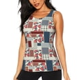 thumbnail image 1 of Balery Patchwork In Country Style Camiseta sin mangas estampada ligera para mujer, tops de entrenamiento sin mangas, camisetas de yoga transpirables de secado rápido.-Large, 1 of 7