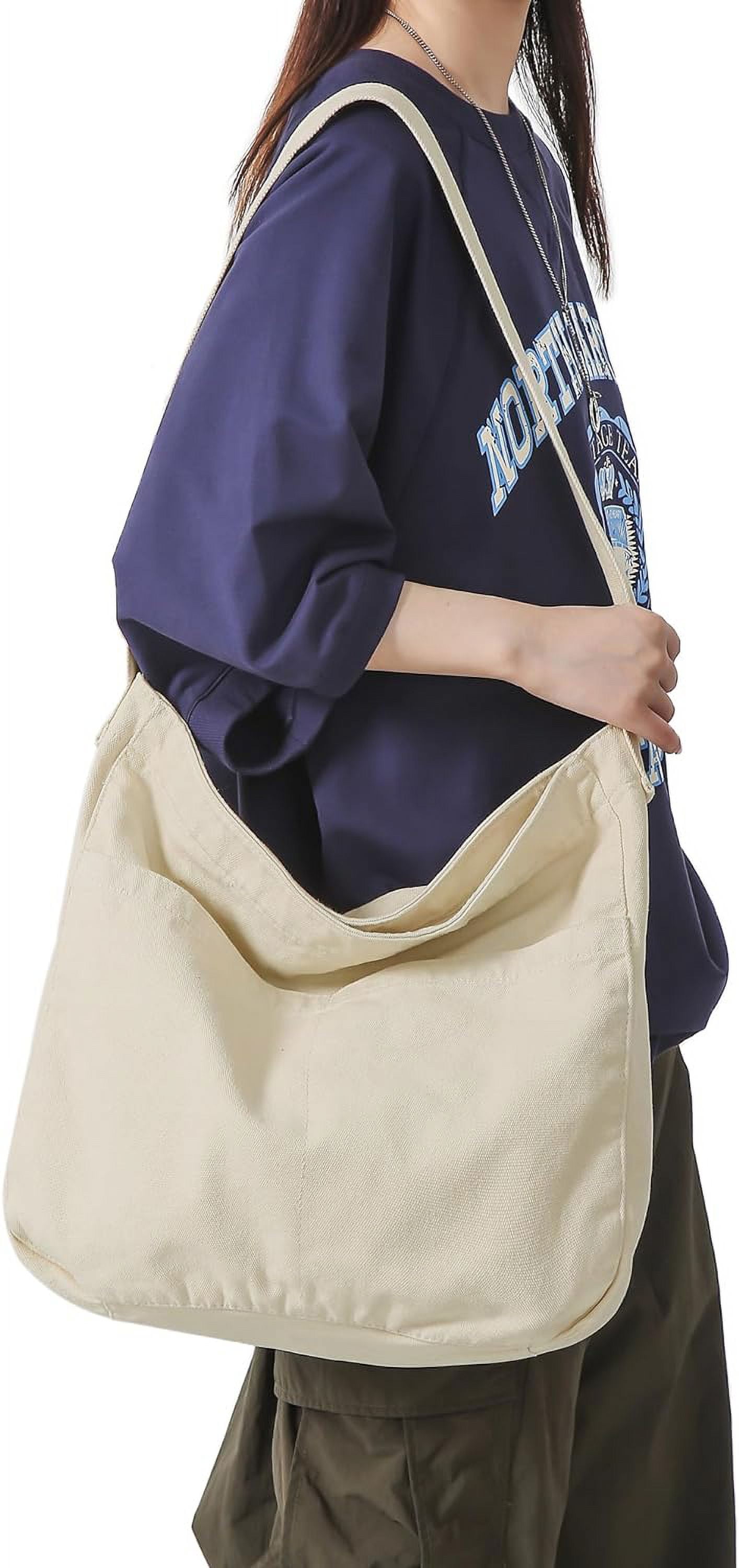 Canvas Tote Bag for Women Large Hobo Crossbody Handbags Casual Shoulder Purse with Multiple Pockets