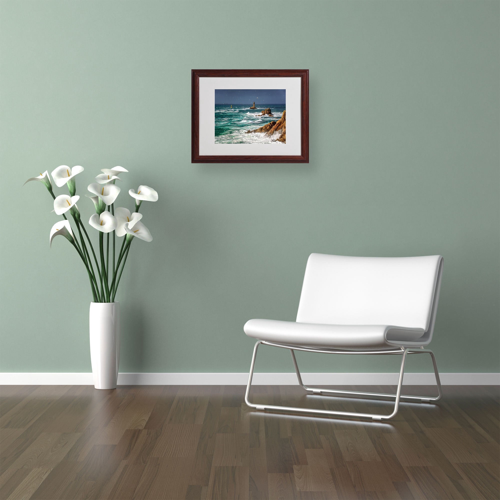 Trademark Fine Art "Storm In Pointe du Raz" Framed Canvas Art by Mathieu Rivrin