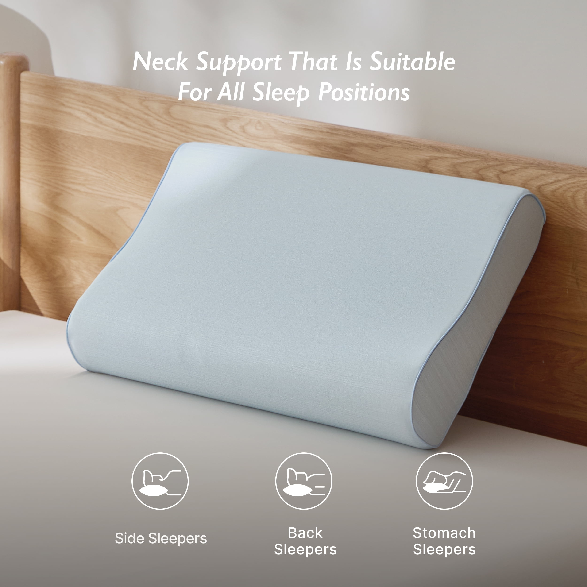 Breescape Essentials B-Cool Cooling Memory Foam Contour Neck Support Pillow, Blue