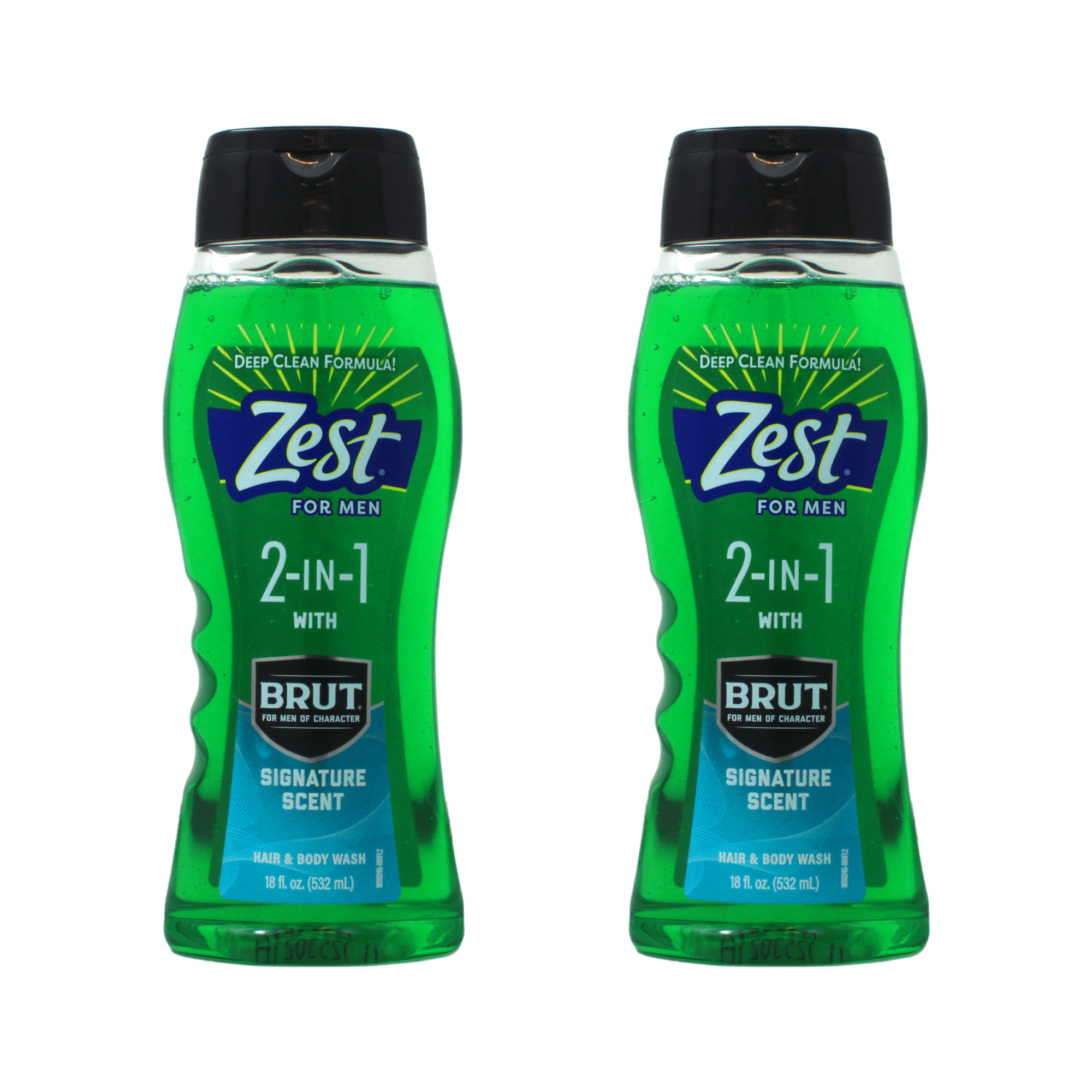 Zest 2-in-1 Hair & Body Wash, Brut Signature Scent, 18 oz Men's Shower Gel 2 Pack