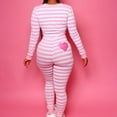 thumbnail image 4 of Hirigin Women Striped One Piece Pajama Union Suit Underwear Set Long Sleeve Christmas Jumpsuit Sleepwear, 4 of 4