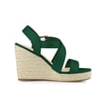 thumbnail image 3 of BLISSFUL STEP Women's Shoes Crisscross Ankle Strap Espadrille Wedge Sandals Emerald Green 6, 3 of 7