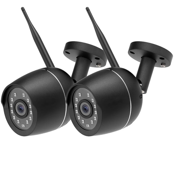 RICHCHO Outside Cameras for Home Security, 1080p Surveillance Cameras Wireless Outdoor with Night Vision Motion Detection, Black, 2-Pack