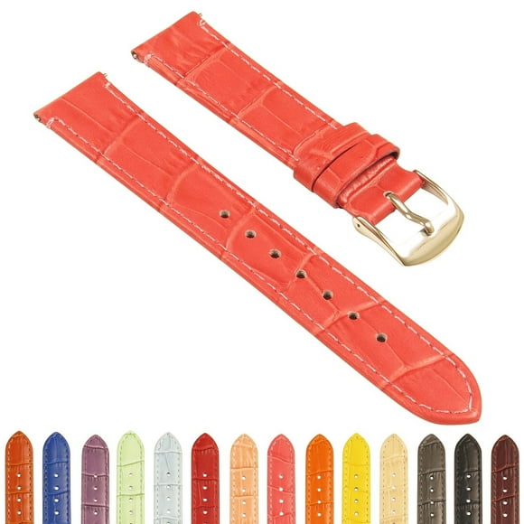 StrapsCo Crocodile Embossed Women's Leather Watch Band - Quick Release Strap - 10mm 12mm 14mm 16mm 18mm 20mm 22mm 24mm