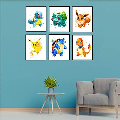 No Frame 3 Panels Pokemon Pikachu Picture Poster Japanese Manga Anime Cute Canvas Prints 8 x 10 inches Wall Art for Living Room Nursery Decor