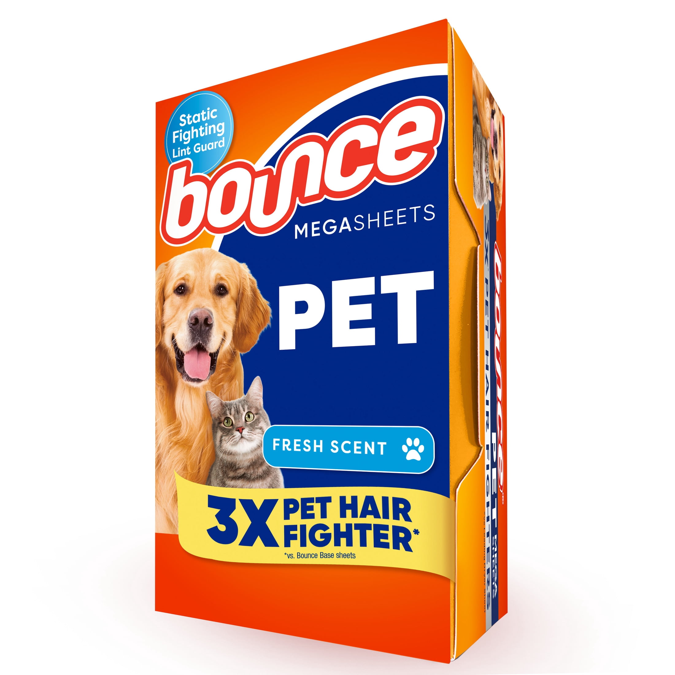 Bounce Mega Dryer Sheets, Pet Hair and Lint Guard, Fresh Scent, 55 Count