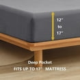 thumbnail image 2 of BESTOUCH Fitted Sheet Only 100% Washed Cotton Linen Feel Easily Fits Deep Pockets up to 17 inch Solid Quiet Shade Grey Queen, 2 of 6