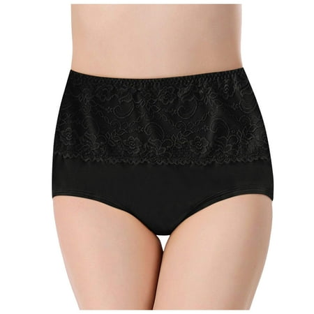 Kopltyrfg Sexy Lace Underwear for Women  Solid Color Seamless Panty  High Waist Stretch Panties  Ladies Full Coverage Briefs Black 2XL