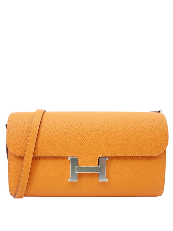 Pre-Owned Hermes Constance To Go wallet Epsom Leather Long Wallet Orange