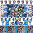 thumbnail image 2 of Suministros para fiesta de cumpleaños con tema Beyblade, platos, tazas, servilletas, mantel, película de aluminio, juego de globos con números, decoración para fiesta, 2 of 5