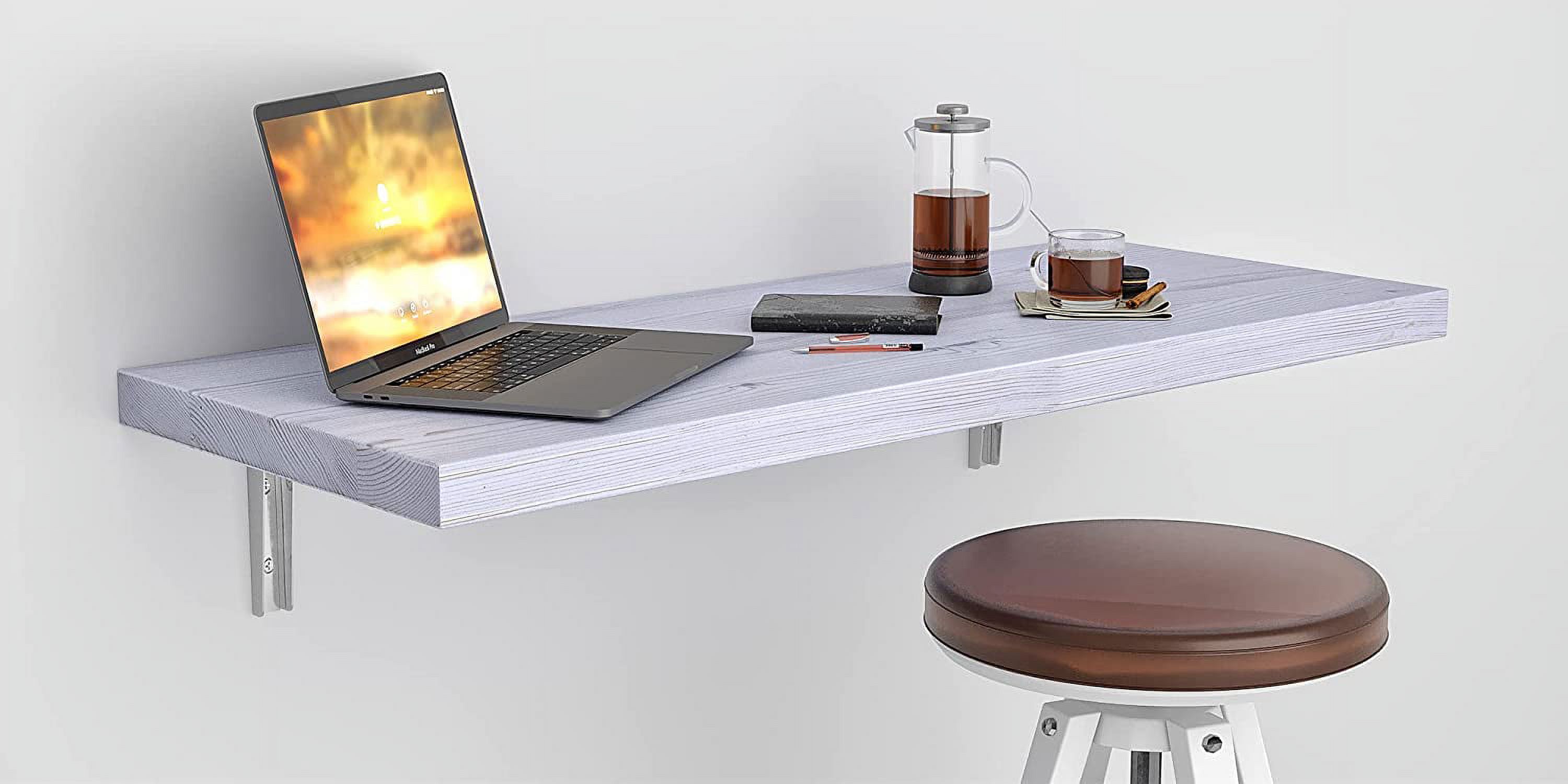 MCC Wall Mounted Floating Desk Folding Table for Small Spaces Kitchen Counter, Laundry Shelf, Computer Workbench for Wall, Fold Down Desk and Free Spirit Level Gift