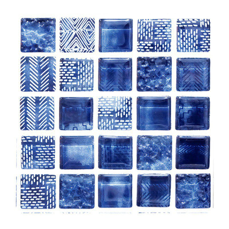 Mosaic Peel and Stick Wallpaper Blue Self Adhesive VinylBathroom Waterproof Roll 