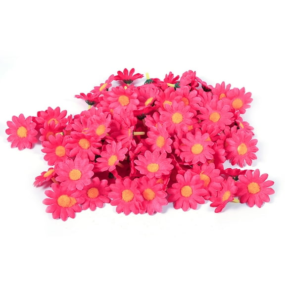Têtes de fleurs -11 couleurs 100 pièces artificielles Gerbera Daisy tissu tête de fleur fête de mariage bricolage décoration artisanat(rose rouge)