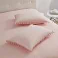 thumbnail image 4 of DBOZE Boho Pom Pom Ball Fringe Twin Quilt Sets, 3 Pieces Pink Lightweight Down Alternative Bedding Quilt Sets for all seasons, 4 of 5