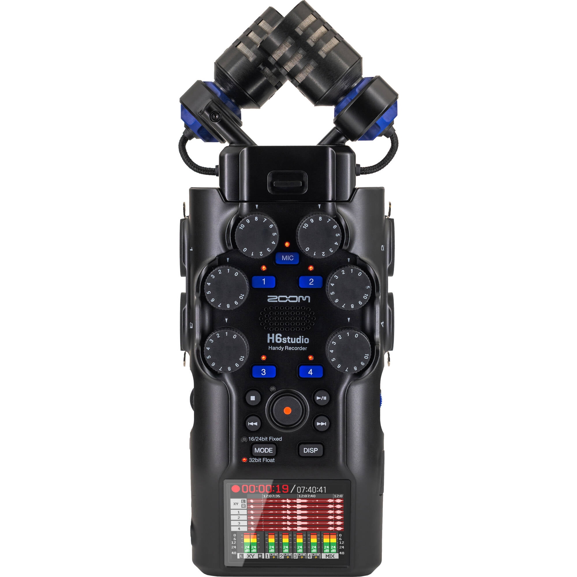Zoom H6studio Handy Recorder, 6-Track Portable Audio Recorder with 32-Bit Float, Large X/Y Microphones, 4 XLR/TRS Inputs, USB Audio Interface, 192 kHz Recording Bundle
