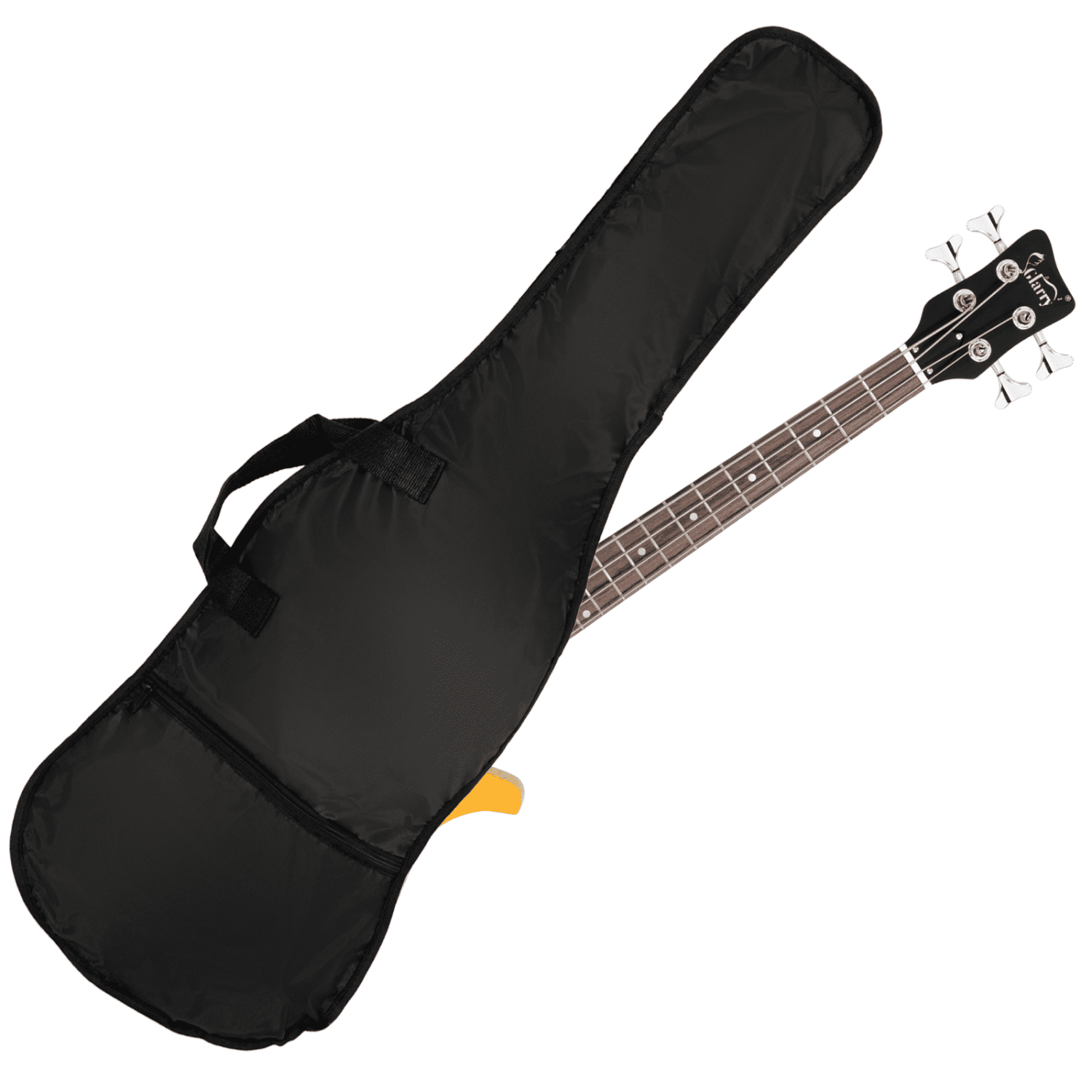 Hassch Electric Bass Guitar 4 Strings, Beginners Kit with Bag, Cable, Strap, Plectrums and Wrench Tool, Transparent Yellow