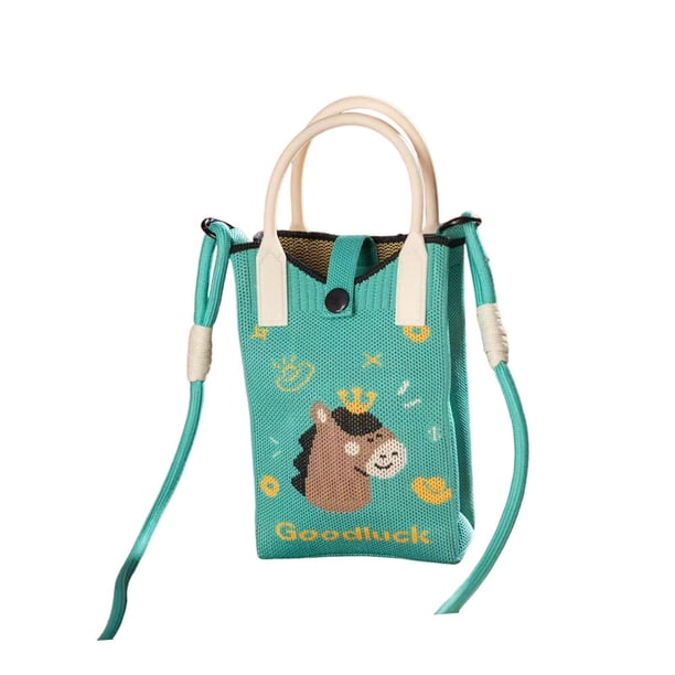 Mini bolso de para teléfono, compacto y cómodo para mujeres y niñas, bolso de mano con dibujos animados. Buena suerte
